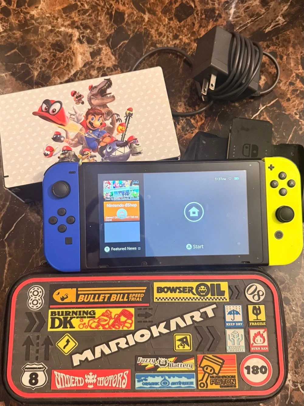 Nintendo Switch with Blue Left & Yellow Right Joy-Con
